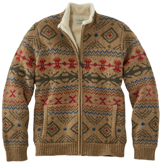 ll bean ragg wool sweater full zip